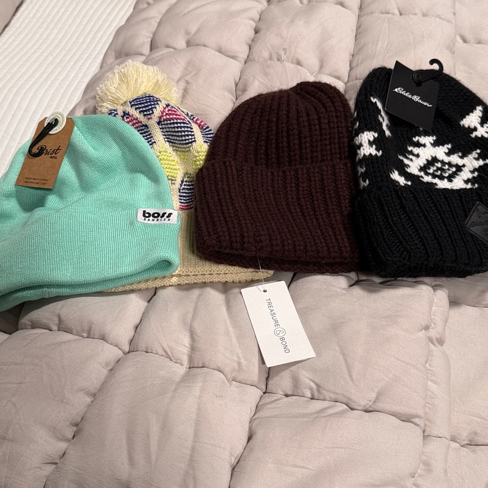 Lot of 4 beanies Eddie Bauer, Nordstrom’s, 3 NWT